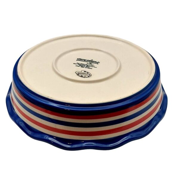 Temp-Tations By Tara Stars & Stripes 9" Pie Plate Dish Red White & Blue Ovenware - Picture 3 of 5